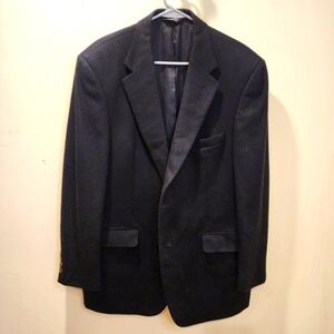 NATHAN DAVID Men's Black 100% Cashmere Single Breasted Blazer size 42R